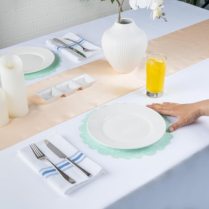 Restaurantware-Pastry Tek 12 x 12 Inch Paper Lace Doilies, 4000 Disposable Table Doilies - Elegant Lace Finish, Long Lasting, Teal Paper Placemat, for Pastries, Cupcakes, Desserts