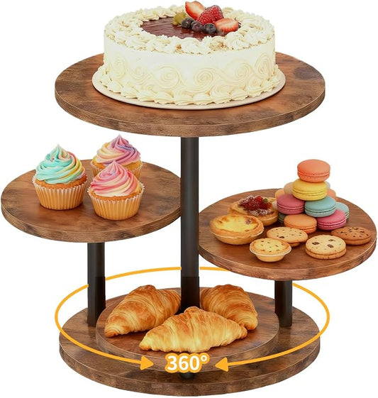 Cupcake Stand 4 Tier Cupcake Tower Stand for 50 Cupcakes,360° Rotating Wood Cake Stand, Wedding Cake Stands, Cupcake Stands for Party, Cup Cake Tower Stand for Birthday Anniversary Party Decoration
