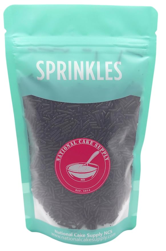 NCS Black Jimmies Edible Sprinkles – Cupcake, Cake & Cookie Decorations, 7 oz