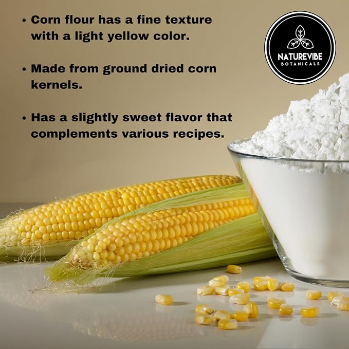 Naturevibe Botanicals Corn Flour 5 lb | Fine Ground Corn Flour | Gluten-Free, Non-GMO | Smooth Texture | Ideal for Baking, Breading, Thickening, Tortillas & Everyday Cooking