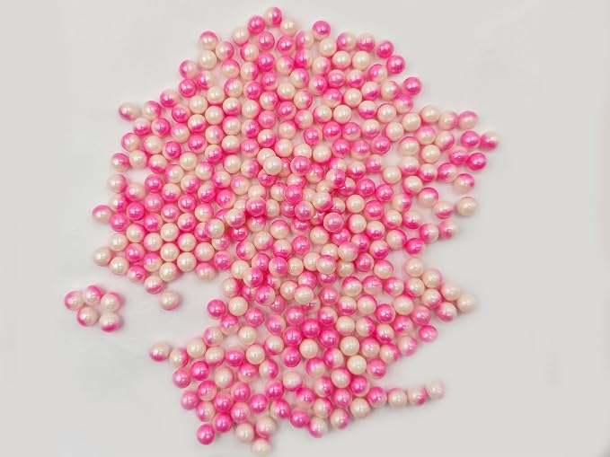 2 Colors in 1 Edible White & Pink Sugar Sprinkles, 4.23 oz Candy Pearls Ideal for Baking, Cake and Cupcake Toppers, Cookie Decoration, Ice Cream Topping (7mm)