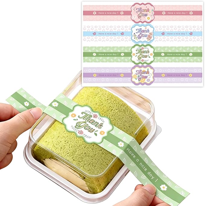 9.8 Inch Long Thank You Stickers 120 Pcs Huge Have A Nice Day Self-Adhesive Sealing Baking Labels Handmade Food Tamper-Proof Bakery Sticker for Baked Goods Packaging (Thank You)