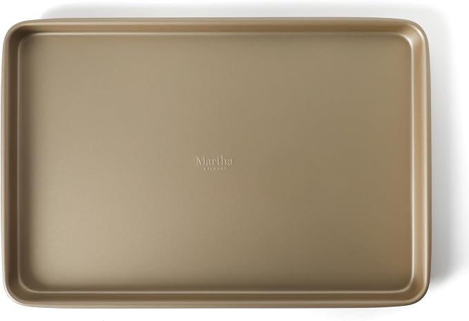 Martha Stewart Gallen 15 x 10 Inch Nonstick Carbon Steel Cookie Sheet – Champagne, Durable Bakeware for Even Baking and Easy Cleanup