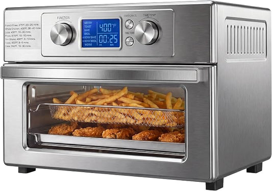 NEWBULIG 23QT Smart Touch Air Fryer Toaster Oven, Multi-Function Electrical Air Fryer Oven Combo, 7-in-1 Steel Countertop Ovens, 1800W Power, 120-Minute Timer, Convection, LCD Display
