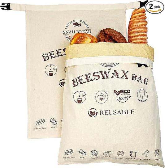 Reusable Beeswax Bread Bags for Sourdough: XL Eco-Friendly Fresh Food Storage (13x17in, 2 Pack) | Moisture Lock, Sustainable Homemade Bread Preservation