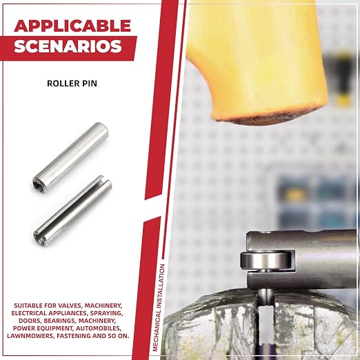 295-Piece Stainless Steel Roll Pin Assortment Kit - Spring Dowels, Slotted Tension Pins & Split Expansion Pins - M1.5 to M6 Sizes (14 Types) - Corrosion-Resistant for Secure Fastening