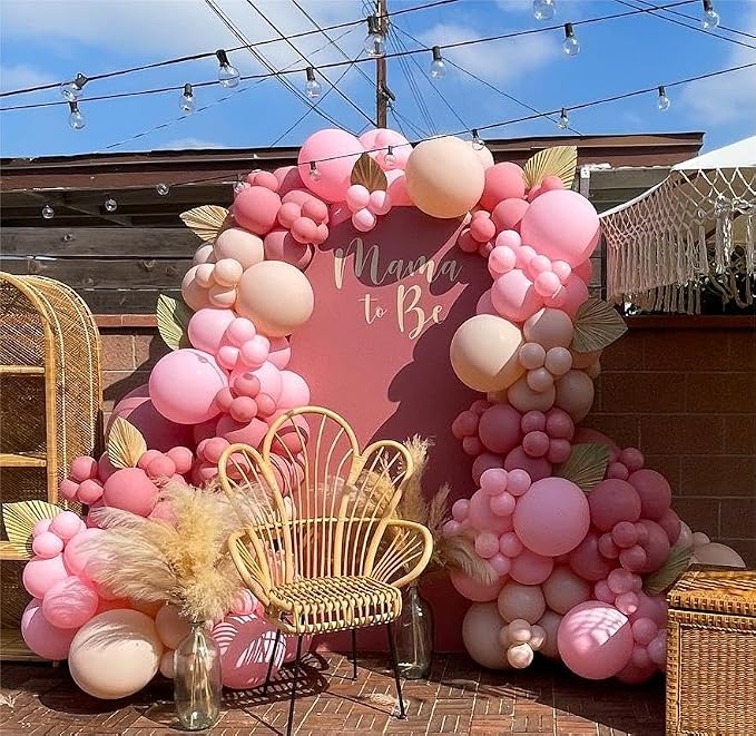 Light Pink Double Stuffed Balloons Different Size 115Pcs 5/10/12/18" Pink Balloon Arch Garland kit for Birthday Baby Shower Valentine's Day Bridal Shower Gender Reveal Wedding Mouse Party