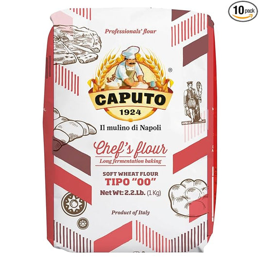 Antimo Caputo Chefs Flour, Italian Double Zero 00, Soft Wheat for Pizza Dough, Bread, & Pasta, 2.2 Pound (Pack of 10)