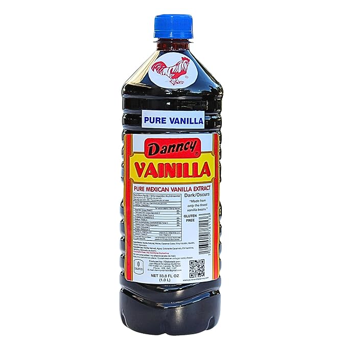 Danncy Vanilla Dark 33.8 fl oz (1 L) – Authentic Mexican Vanilla Flavor for Baking and Desserts