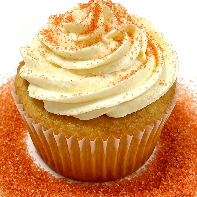 Edible Orange Sanding Sugar Sprinkles 142g/ 5.01oz Edible Sugar Crystals, Baking Cake Decorations Ice Cream Toppings and Cookie Decorating for Wedding Parties Valentines Halloween Christmas