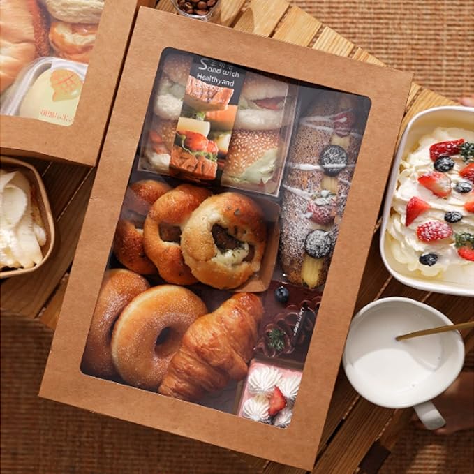 Large Cardboard Pastry Boxes Heavy Duty, Charcuterie Board Boxes with Lids 10PK, Disposable Catering Serving Platters for 5-8 People, Sturdy Takeout Containers for Picnic Box To-Go 15"x10"x3.5"