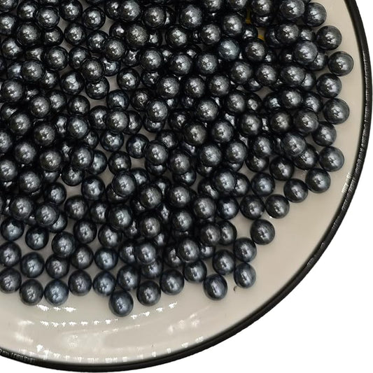Edible Black Pearl Sugar Sprinkles 3.53 oz, 7mm Candy Pearls Ideal for Baking,Cake and Cupcake Toppers,Cookie Decoration,Ice Cream Topping,Wedding Shower Valentines Halloween Christmas
