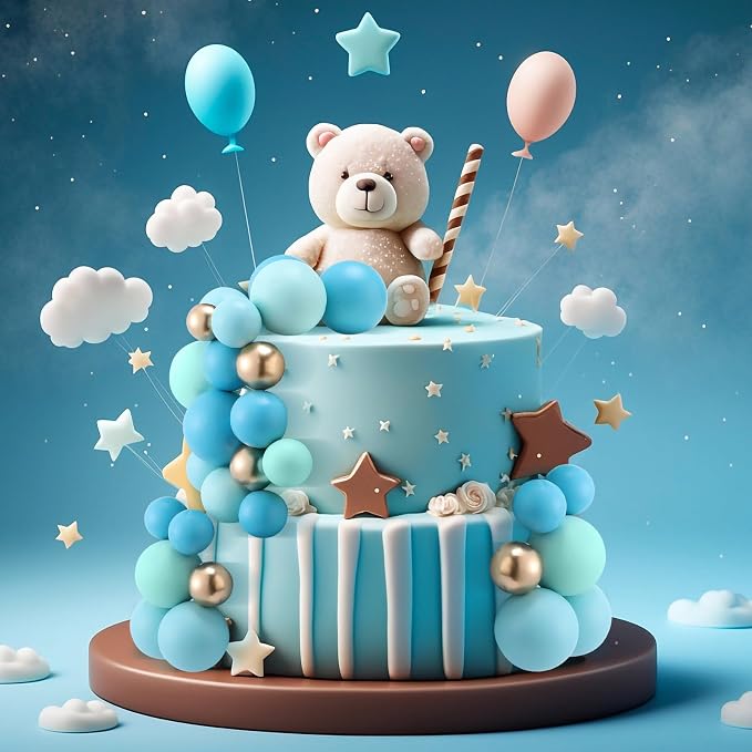 108 Pcs Balls Cake Topper DIY Cupcake Insert Foam Balloons for Cake Baking Wedding Anniversary Birthday Decoration(Blue Gold,Multi Sizes)