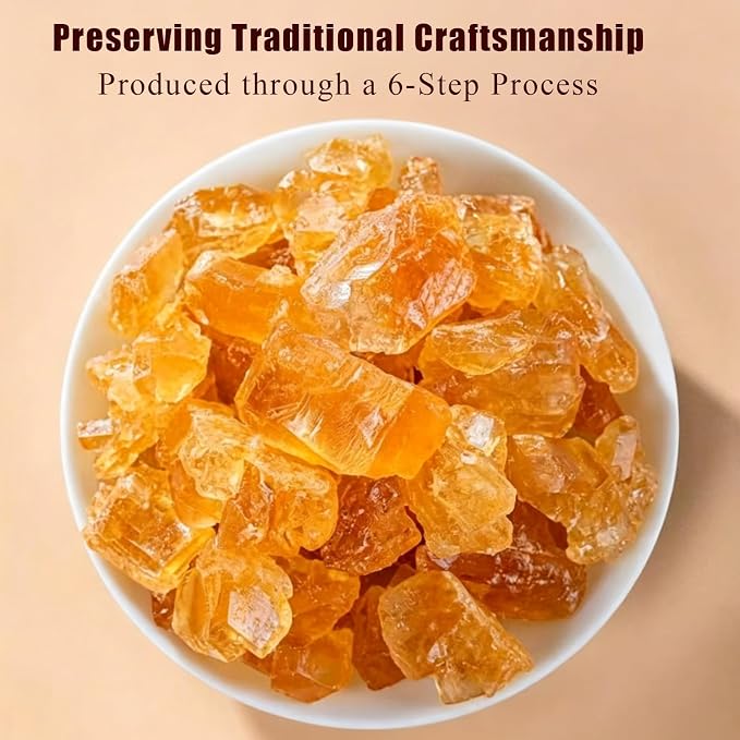 Natural Crystal Rock Sugar 14.1oz, 100% Natural Cane Sugar Crystals,Chinese Rock Sugar for Pho, Bubble Tea, Baking & Asian Desserts