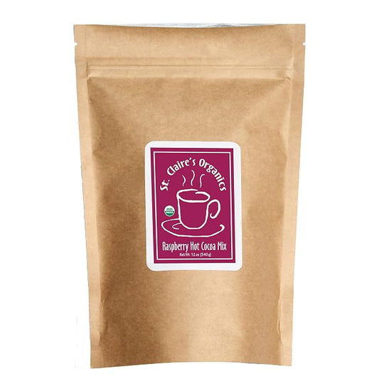 St. Claire's Organic Gourmet Hot Cocoa, (Raspberry, 12 Ounce Bag, 20 servings) | Allergen-Free, Vegan, GMO-Free, Gluten-Free | Made in our Allergen-Free facility