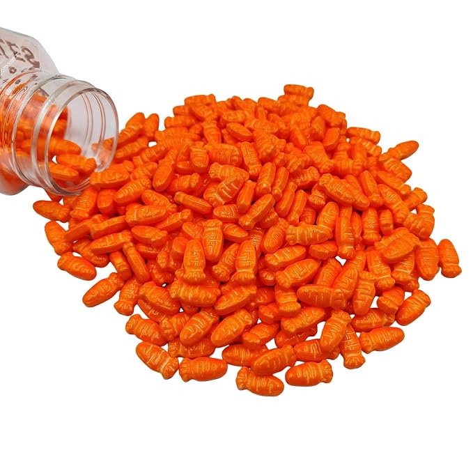 Carrot Sprinkles for Cake Decorating, Edible Carrot Sugar Cake Decorations for Easter Cupcake Toppers, Baking Cookies Decorating, Ice Cream Toppings