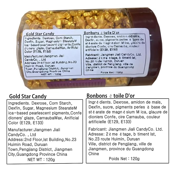 Sentovac Gold Star Sprinkles Edible Sugar for Cake Decorating Mix Sizes Gold Star Sprinkles Cake Topper Cupcake Cookie Baking Decorations Halloween Christmas Wedding Supplies 4.23oz
