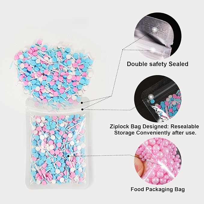 HUEBEATY Pink and Blue Cake Sprinkles with Baby Feet for Baby Shower, 180g | HUEBEATY Pink and Blue Cake Sprinkles with Baby Feet for Baby Shower, 180g