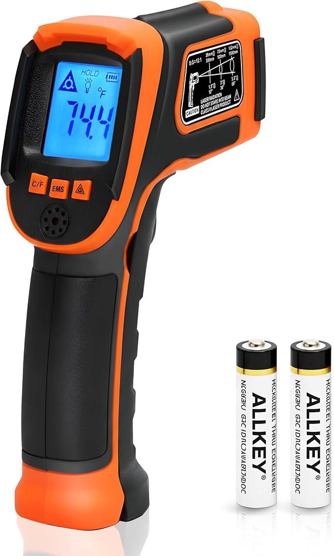 Kizen Infrared Temperature Gun - Handheld Surface Infrared Thermometer for Griddle, Grill, Pizza Oven, Candy, & A/C - Laser Thermometer Gun -58F to 1112F - Surface Temp Gun