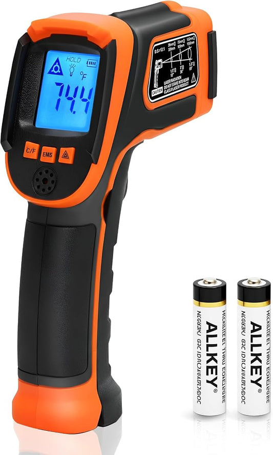 Kizen Infrared Temperature Gun - Handheld Surface Infrared Thermometer for Griddle, Grill, Pizza Oven, Candy, & A/C - Laser Thermometer Gun -58F to 1112F - Surface Temp Gun