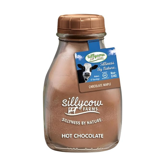Sillycow Farms Maple Hot Chocolate Mix | Rich Chocolate Delight | Gluten-Free, Non-GMO| Dairy-Free Indulgence with Pure Cocoa Powder & Maple Flavor | Reusable 16.9 oz Glass Bottle (Pack of 1)