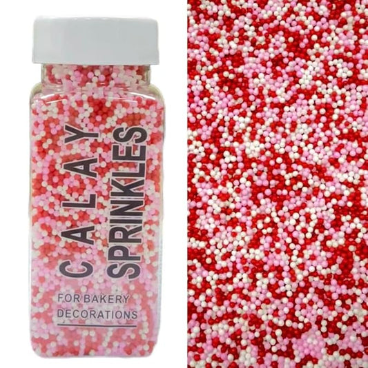 Sentovac 2mm Valentines Nonpareils Pearl Sugar Sprinkles for Cake Decorating Edible Cake Cupcake 1 Bottle 3.88oz/110g Sprinkles for Decorating