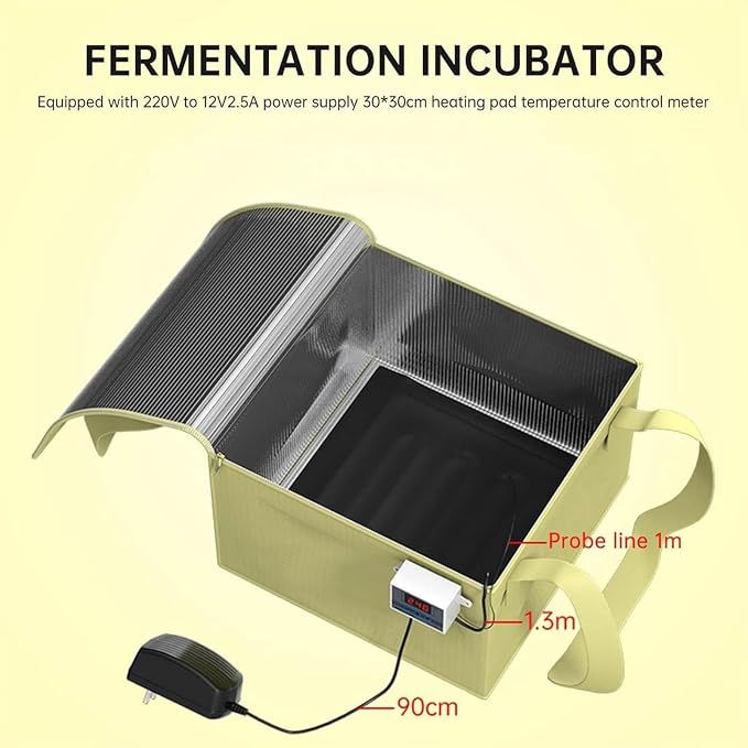 Dough Proofer with Heater, Fold Dough Proofing Box,Sourdough Bread Making Tools Kit, Low-Temperature Heating for Making Bread, Yogurt, Natto and Handmade Soap