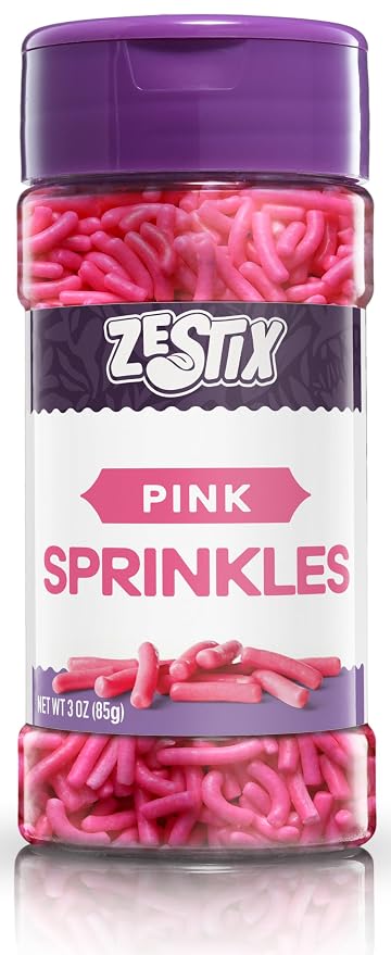 Pink Sprinkles 3 oz Bottle | Jimmies Sprinkles for Cake Decorating | Dessert Topping for Baking, Cupcakes, Cookies, Ice Cream, Holidays & Baby Showers