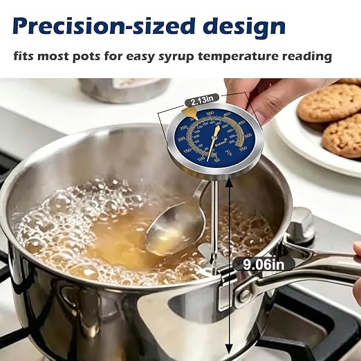 Waterproof Instant Read Candy Thermometer Blue | IPX8 waterproof,9" food-grade instant read probe,anti-scratch clip for candy,frying,BBQ