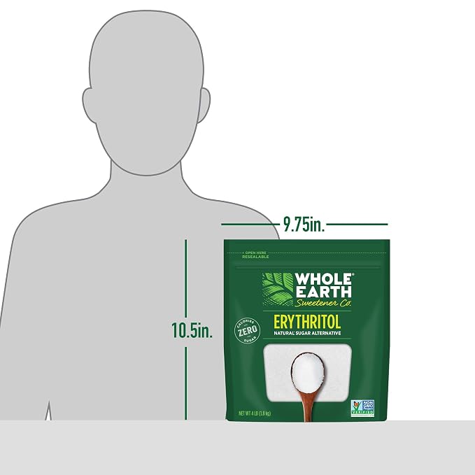 WHOLE EARTH 100% Erythritol Zero Calorie Plant-Based Sugar Alternative, 4 Pound Pouch (Packaging May Vary) (Pack of 2)