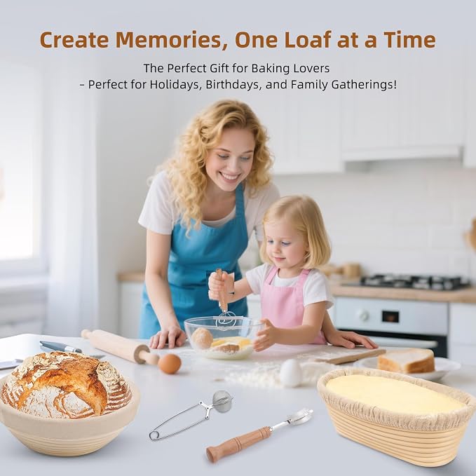 Sourdough Starter Kit, Sourdough Bread Baking Supplies, Bread Proofing Basket, sourdough starter jar, Sourdough Bread Basket, for Bread Making Baking Fermentation, Holiday Activities