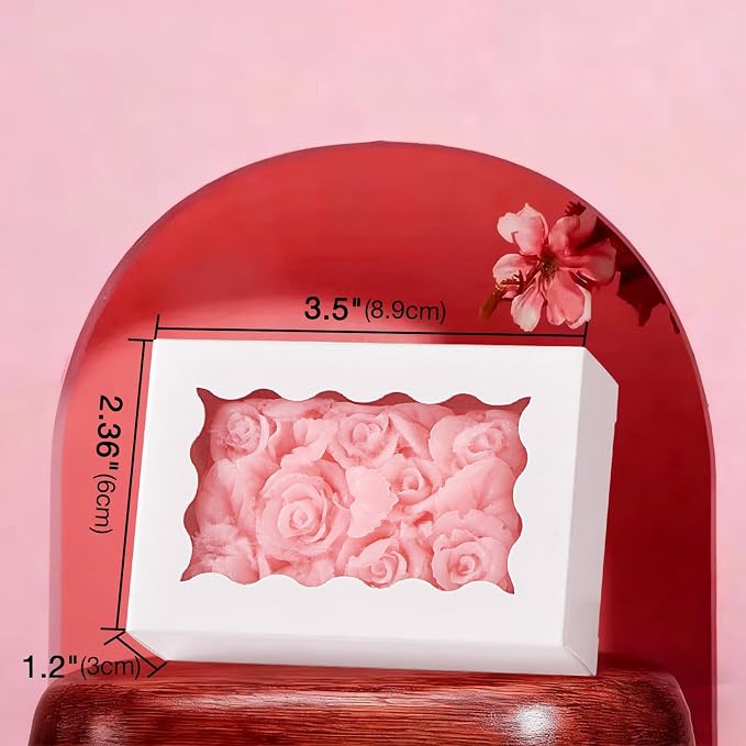 JCXGRVC 100PCS 3.5"x2.36"x1.2" White Soap Boxes, Homemade Soap Packaging Gift Boxes with Window, Small Gift Bakery Boxes for Macarons, Cookies & Candies, Wedding & Birthday Party Favors
