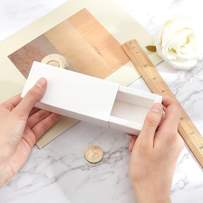 BENECREAT 14PCS White Kraft Packaging Drawer Box 4.8x2x1.5 Inch Cardboard Present Box Gift Wrapping Boxes for Lipstick, Small Perfume Essential Oil Bottle