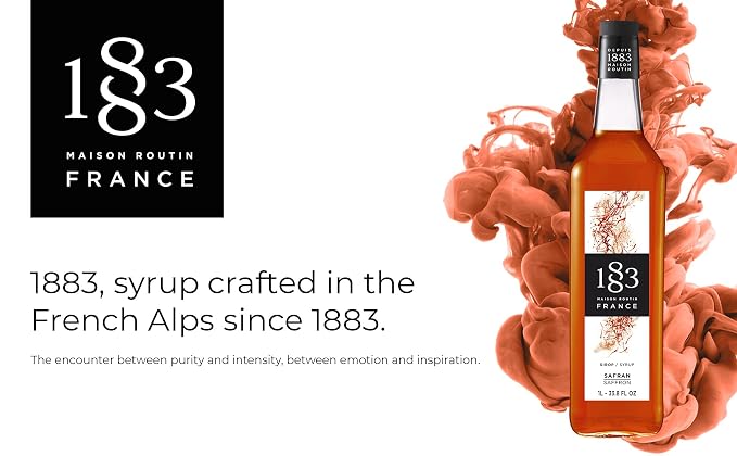 1883 Saffron Syrup for Drinks, Made in France, 1 Liter Glass Bottle