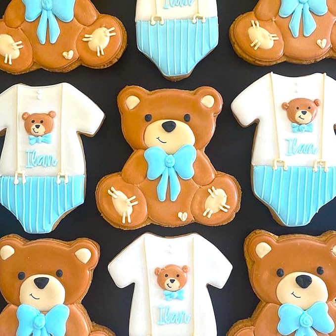 Baby Shower Cookie Cutters 8Pcs, Cute Shapes Baby Carriage Onesies Bottle Bib Clothes Elephant Bear Fondant Cutter, Sturdy Metal Biscuit Cutter Cookie Mold for Baby Shower Baking & Gift