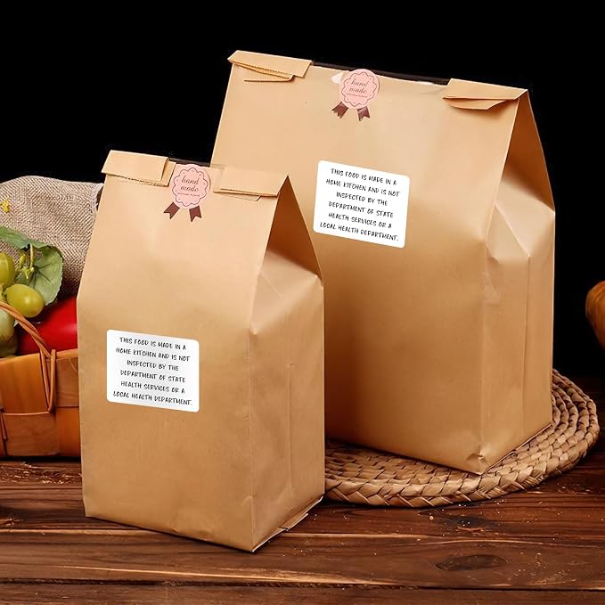 120 Pack Cottage Food Law Label Stickers,1.5x2 Inch Cottage Law Labels for Baker's,Home Kitchen Food Labels Non-Inspection Statement
