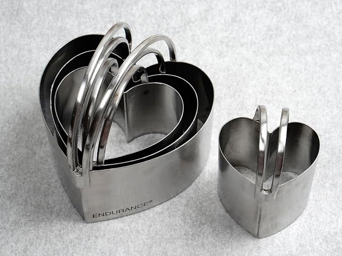 RSVP International Endurance Heart Shape Biscuit Cutters - Stainless Steel, Set of 4 | Nest for Easy Storage | For Cutting Thick or Thin Dough | Professional | Dishwasher Safe