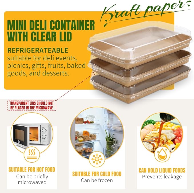 30 Pack 15oz Charcuterie Boxes with Clear Lids, To Go Paper Small Charcuterie Box with Lid, 7.5 x 5.2 x1.8in Disposable Bakery Take Out Containers for Desserts, Cookie, Charcuterie, Snack and Fruit