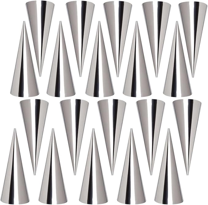 Joyeee 20Pcs Large Conical Cream Horn Molds, Stainless Steel, 5-inch