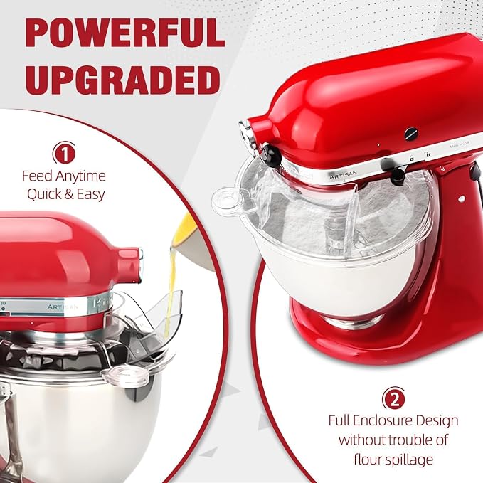 Pouring Shield for Kitchen aid 4.5-5QT Mixer Stainless Steel Bowl, Safety Pouring Shield for kitchen aid accessories and attachments, for kitchenaid mixer attachments for stand mixer