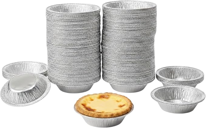 Aluminum Foil Tart Pans, 3 3/8 Inch, 200 Count | Mini Pie Tins, Made in USA, Disposable