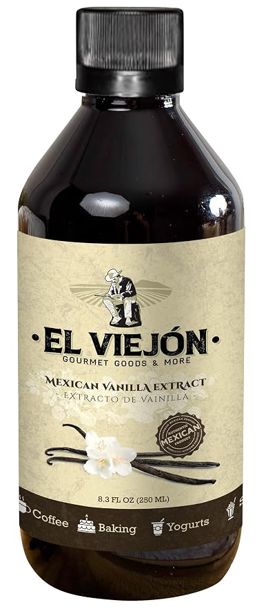 Mexican Vanilla Extract, 250 mL (8.3 Fl Oz), Premium Vanilla for Baking, Cooking, Coffee & Desserts – El Viejón