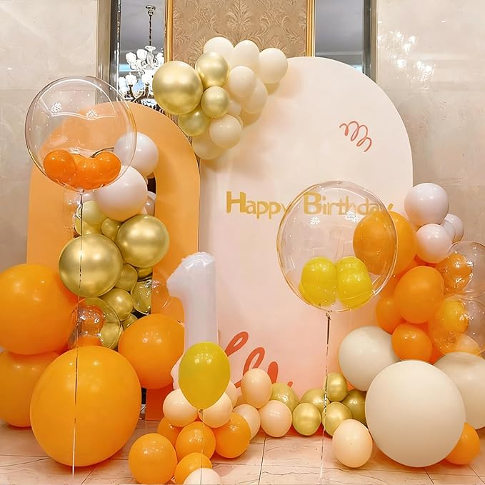 MEBAY Orange White Nude Gold Balloon Arch Kit, 166Pcs Dusty Orange White Sand Metallic Gold and Nude Balloons for Birthday Party Baby Shower Bridal Shower Wedding Decorations