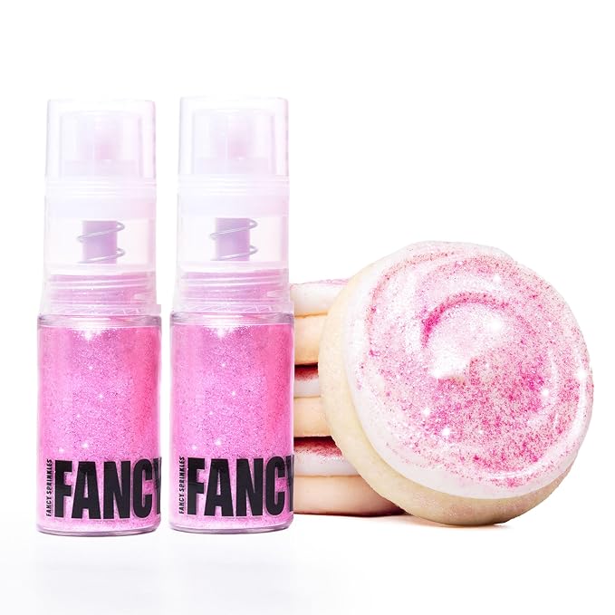 Fancy Sprinkles Pink Sapphire Edible Glitter Spray Pump | 2-Pack Pink Iridescent Glitter for Drinks, Cocktails & Cake Decorating | Vegan & Gluten Free | Made in USA | 4gm each