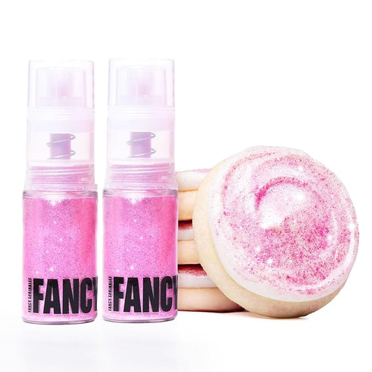 Fancy Sprinkles Pink Sapphire Edible Glitter Spray Pump | 2-Pack Pink Iridescent Glitter for Drinks, Cocktails & Cake Decorating | Vegan & Gluten Free | Made in USA | 4gm each
