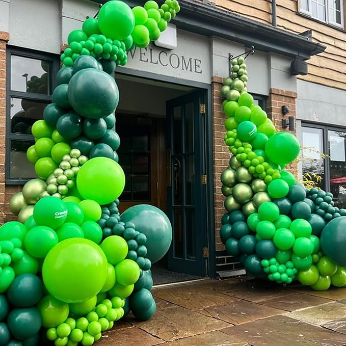 YMSZ Green Balloon Garland Arch Kit, Dark Green Lime Green Latex Balloons for St. Patrick's Day, Baby Shower, Jungle Safari Birthday Party Decorations