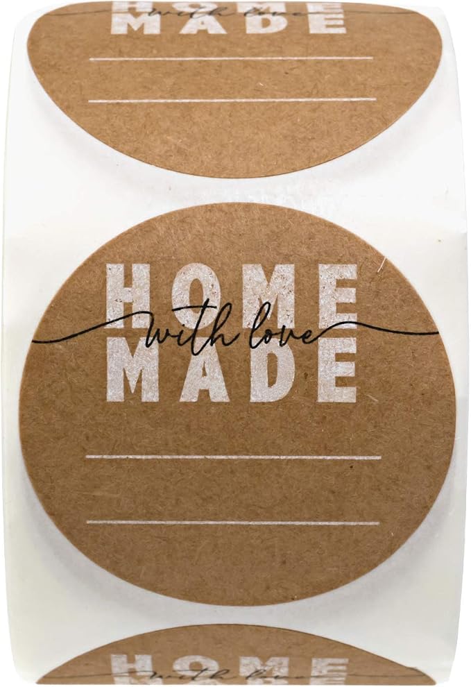 Homemade with Love Canning Stickers / 500 Circle Labels Printed On Sturdy Kraft Stock / 2" Modern Illustrated Decals