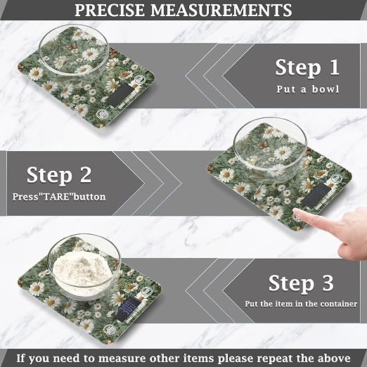 Food Scale Kitchen Scale Food Weight Scales Digital Weight Grams and Ounces Small Electronic Food Scale for Baking Cooking Summer Daisy Butterfly Green