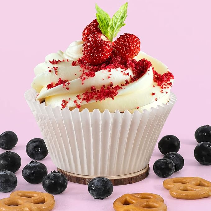 Caperci White Jumbo Muffin Cupcake Liners - 150pcs Large Baking Cups, Odorless, Food Safe Grease-Proof Cupcake Wrappers Papers