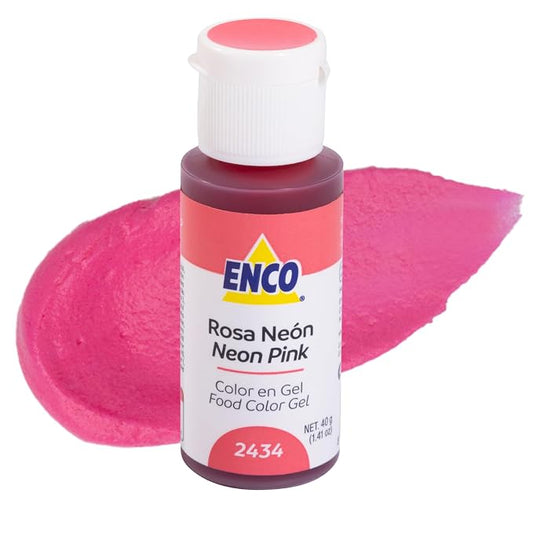 ENCO Food Coloring Gel Neon Pink 1.41 oz (40g) Concentrated, Vegan